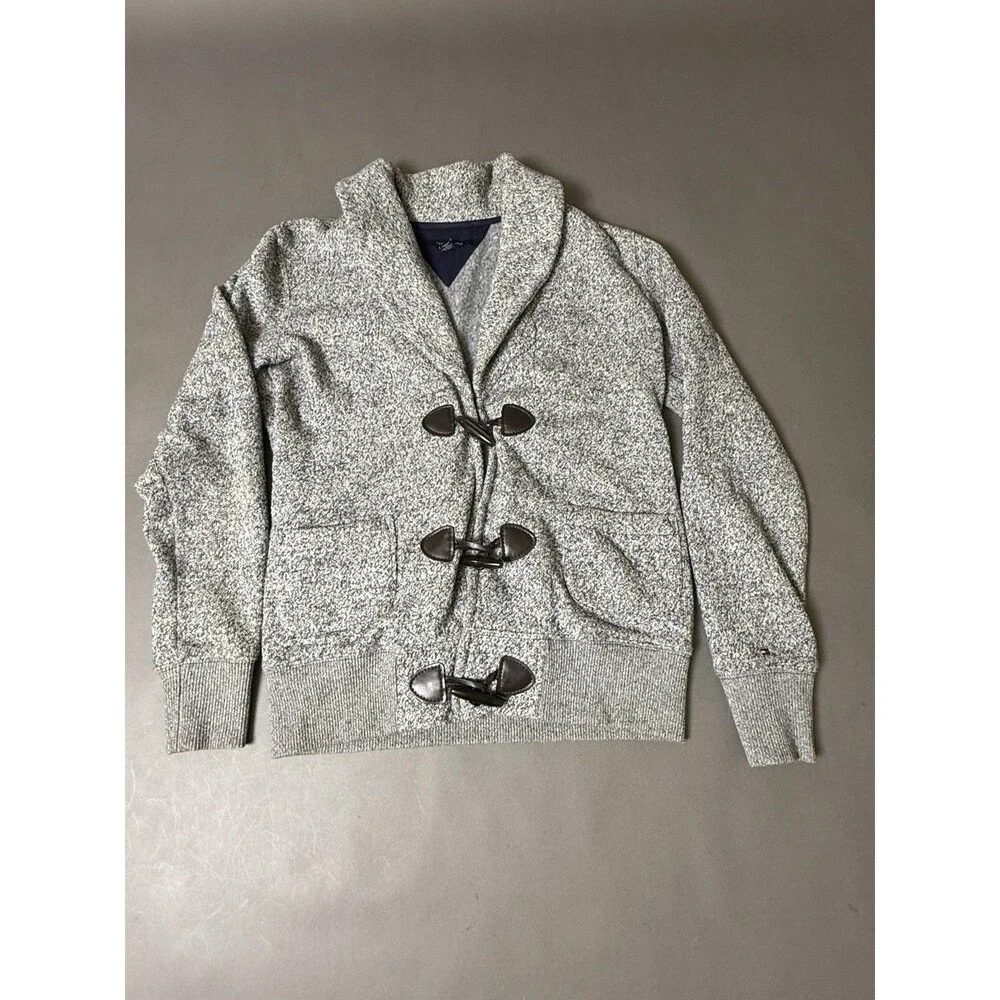 Tommy Hilfiger Shawl Collar Toggle Grey Cardigan Sweater Mens Small